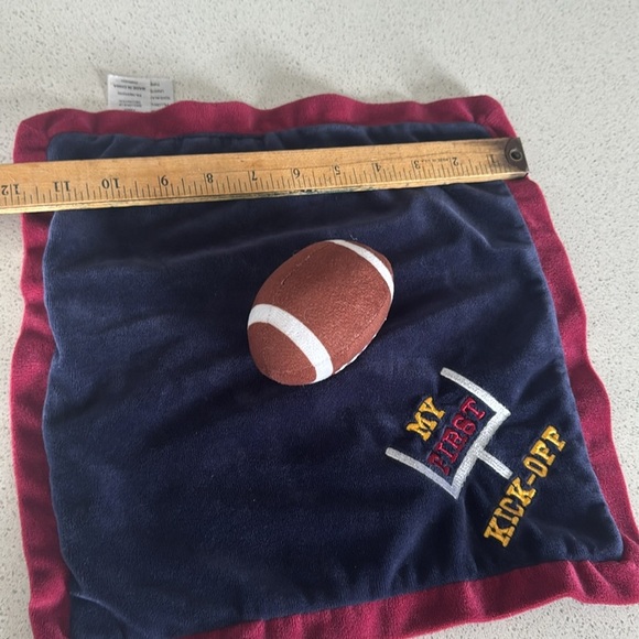 Navy and Red Football Baby Blanket - Picture 5 of 5